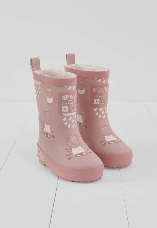 Peppa pig colour changing wellies teddy fleece - pink