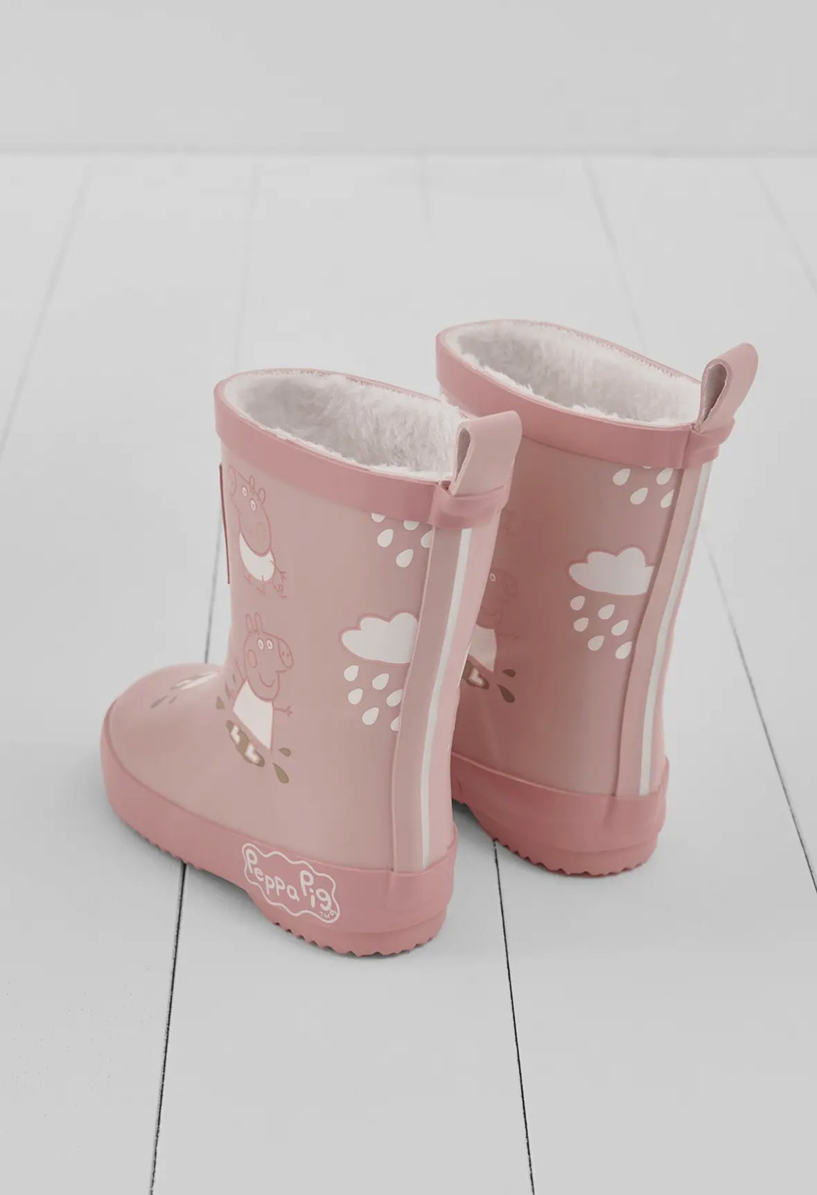 Peppa pig colour changing wellies teddy fleece - pink